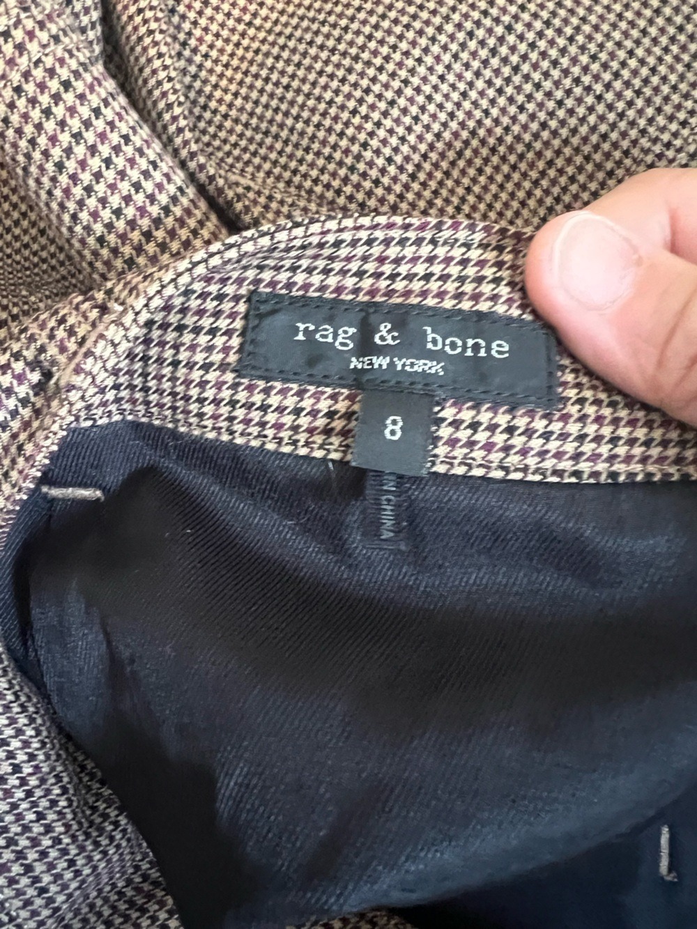 Rag and Bone Itty Bitty Herringbone Houndstooth Plaid Mini Skirt 8 Wool Blend - Picture 6 of 8